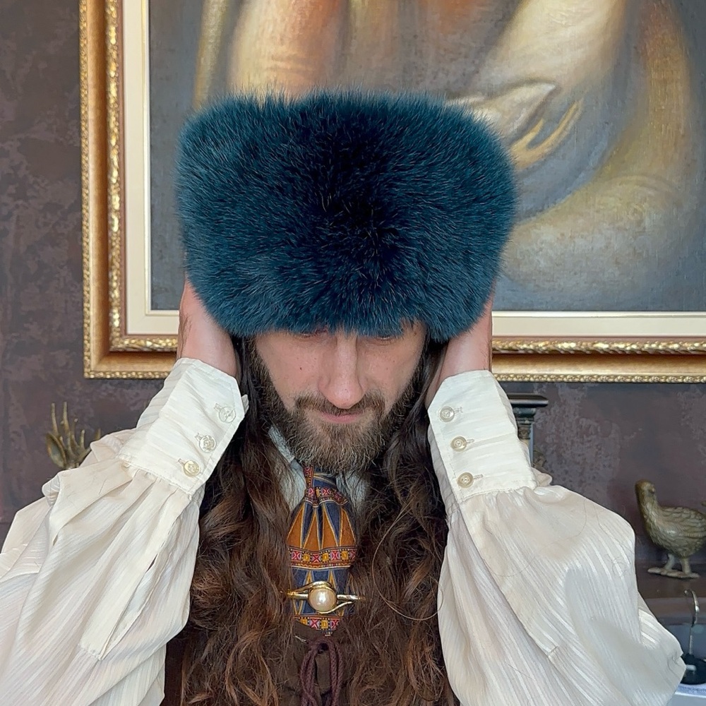 Vintage Teal Fur Headband Or Neck warmer - Picture 10 of 11